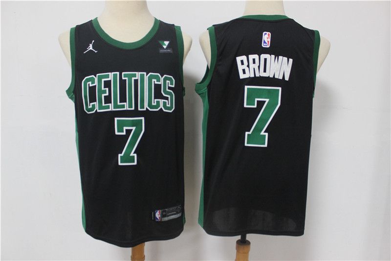 Men Boston Celtics 7 Brown Black With Jordan logo 2021 Game NBA Jersey